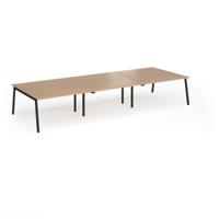 Connex Angled 4200 x 1600 x 725mm Back to Back Desk (6 x 1400mm) - Black Frame / Beech Top
