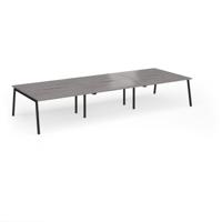 Connex Angled 4200 x 1600 x 725mm Back to Back Desk (6 x 1400mm) - Black Frame / Grey Oak Top