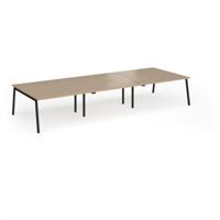 Connex Angled 4200 x 1600 x 725mm Back to Back Desk (6 x 1400mm) - Black Frame / Kendal Oak Top