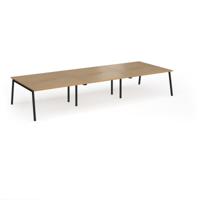 Connex Angled 4200 x 1600 x 725mm Back to Back Desk (6 x 1400mm) - Black Frame / Oak Top