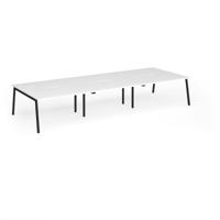 Connex Angled 4200 x 1600 x 725mm Back to Back Desk (6 x 1400mm) - Black Frame / White Top