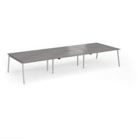 Connex Angled 4200 x 1600 x 725mm Back to Back Desk (6 x 1400mm) - Silver Frame / Grey Oak Top