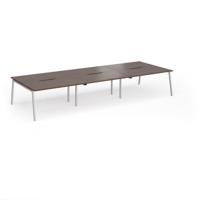 Connex Angled 4200 x 1600 x 725mm Back to Back Desk (6 x 1400mm) - Silver Frame / Walnut Top