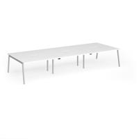 Connex Angled 4200 x 1600 x 725mm Back to Back Desk (6 x 1400mm) - Silver Frame / White Top