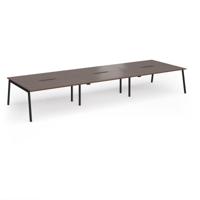 Connex Angled 4800 x 1600 x 725mm Back to Back Desk (6 x 1600mm) - Black Frame / Walnut Top