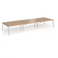 Connex Angled 4800 x 1600 x 725mm Back to Back Desk (6 x 1600mm) - Silver Frame / Beech Top