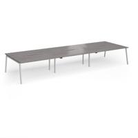 Connex Angled 4800 x 1600 x 725mm Back to Back Desk (6 x 1600mm) - Silver Frame / Grey Oak Top