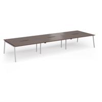 Connex Angled 4800 x 1600 x 725mm Back to Back Desk (6 x 1600mm) - Silver Frame / Walnut Top