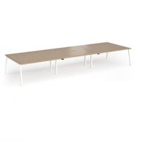 Connex Angled 4800 x 1600 x 725mm Back to Back Desk (6 x 1600mm) - White Frame / Kendal Oak Top