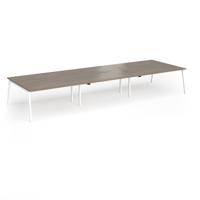 Connex Angled 4800 x 1600 x 725mm Back to Back Desk (6 x 1600mm) - White Frame / Nebraska Oak Top