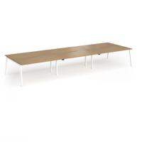 Connex Angled 4800 x 1600 x 725mm Back to Back Desk (6 x 1600mm) - White Frame / Oak Top