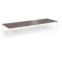 Connex Angled 4800 x 1600 x 725mm Back to Back Desk (6 x 1600mm) - White Frame / Walnut Top