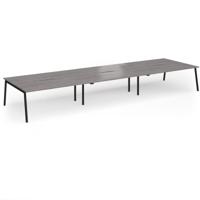 Connex Angled 5400 x 1600 x 725mm Back to Back Desk (6 x 1800mm) - Black Frame / Grey Oak Top
