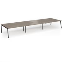 Connex Angled 5400 x 1600 x 725mm Back to Back Desk (6 x 1800mm) - Black Frame / Nebraska Oak Top