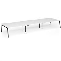 Connex Angled 5400 x 1600 x 725mm Back to Back Desk (6 x 1800mm) - Black Frame / White Top