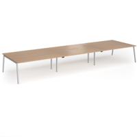 Connex Angled 5400 x 1600 x 725mm Back to Back Desk (6 x 1800mm) - Silver Frame / Beech Top