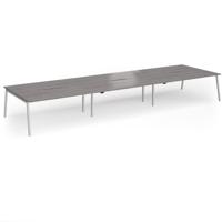 Connex Angled 5400 x 1600 x 725mm Back to Back Desk (6 x 1800mm) - Silver Frame / Grey Oak Top