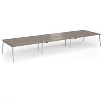 Connex Angled 5400 x 1600 x 725mm Back to Back Desk (6 x 1800mm) - Silver Frame / Nebraska Oak Top