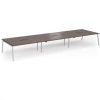 Connex Angled 5400 x 1600 x 725mm Back to Back Desk (6 x 1800mm) - Silver Frame / Walnut Top