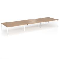 Connex Angled 5400 x 1600 x 725mm Back to Back Desk (6 x 1800mm) - White Frame / Beech Top