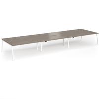 Connex Angled 5400 x 1600 x 725mm Back to Back Desk (6 x 1800mm) - White Frame / Nebraska Oak Top