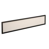 Straight glazed desktop screen 1800mm x 380mm - polar white with black aluminium frame