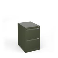 Bisley steel 2 drawer public sector contract filing cabinet 711mm high - olive green