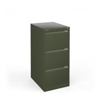 Bisley steel 3 drawer public sector contract filing cabinet 1016mm high - olive green