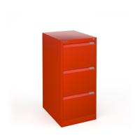 Bisley steel 3 drawer public sector contract filing cabinet 1016mm high - red