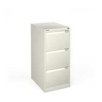 Bisley steel 3 drawer public sector contract filing cabinet 1016mm high - white