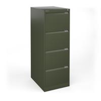 Bisley steel 4 drawer public sector contract filing cabinet 1321mm high - olive green
