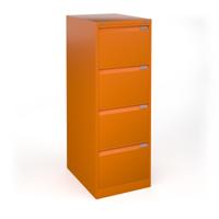 Bisley steel 4 drawer public sector contract filing cabinet 1321mm high - orange