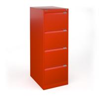 Bisley steel 4 drawer public sector contract filing cabinet 1321mm high - red