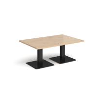 Brescia rectangular coffee table with flat square black bases 1200mm x 800mm - kendal oak
