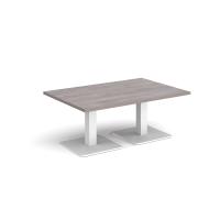 Brescia rectangular coffee table with flat square white bases 1200mm x 800mm - grey oak