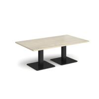 Brescia rectangular coffee table with flat square black bases 1400mm x 800mm - made to order