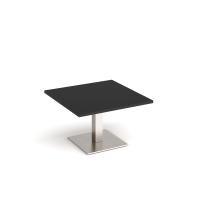 Brescia square coffee table with flat square brushed steel base 800mm - Black