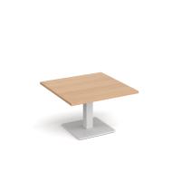 Brescia square coffee table with flat square white base 800mm - beech