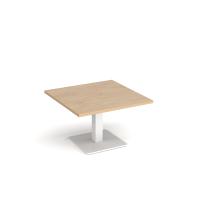 Brescia square coffee table with flat square white base 800mm - kendal oak
