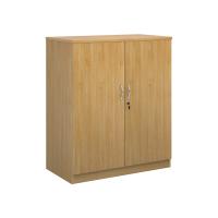 Deluxe double door cupboard 1200mm high with 2 shelves - oak