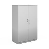 Deluxe double door cupboard 1600mm high with 3 shelves - white