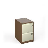 Steel 2 drawer filing cabinet 711mm high - coffee/cream