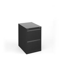 Steel 2 drawer filing cabinet 711mm high - black