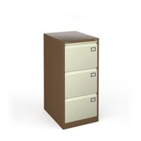 Steel 3 drawer filing cabinet 1016mm high - coffee/cream