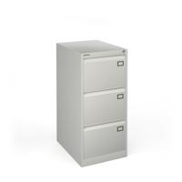 Steel 3 drawer filing cabinet 1016mm high - grey