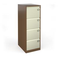 Steel 4 drawer filing cabinet 1321mm high - coffee/cream