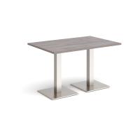 Brescia rectangular dining table with flat square brushed steel bases 1200mm x 800mm - grey oak