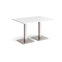 Brescia rectangular dining table with flat square brushed steel bases 1200mm x 800mm - white