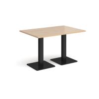 Brescia rectangular dining table with flat square black bases 1200mm x 800mm - Kendal oak