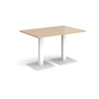 Brescia rectangular dining table with flat square white bases 1200mm x 800mm - Kendal oak